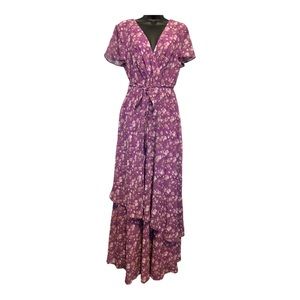 Kimi & Kai Materity Jolene Faux Wrap Chiffon Maxi Dress Size S